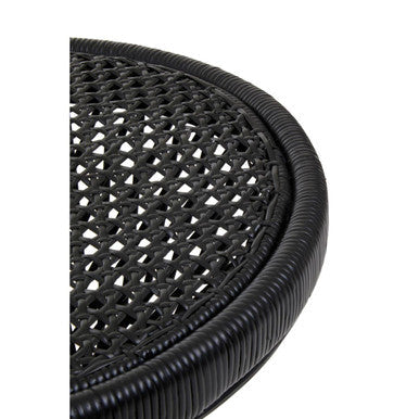 Mataram Black Finish Rattan Hourglass Side Table