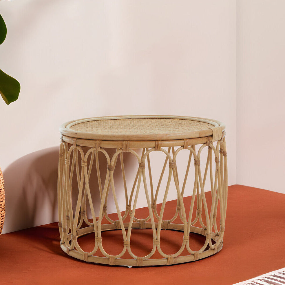 Mataram Natural Rattan Round Side Table