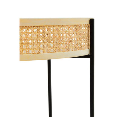 Depok Natural Rattan Tray Side Table with Black Finish Metal Base