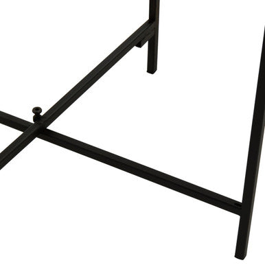 Depok Natural Rattan Tray Side Table with Black Finish Metal Base
