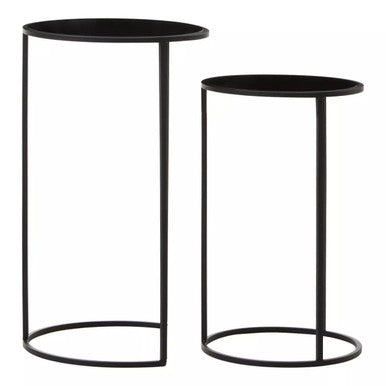 Set of Two Round Black Plant Stands | Avento