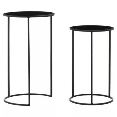 Set of Two Round Black Plant Stands | Avento