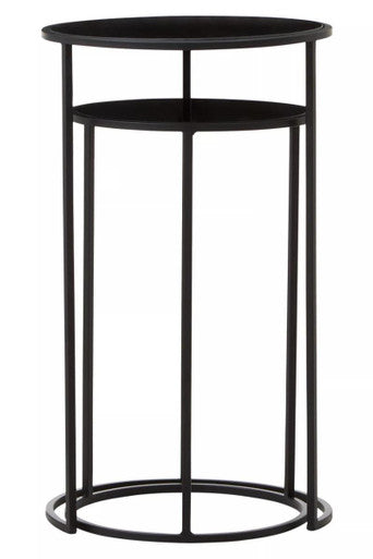 Set of Two Round Black Plant Stands | Avento
