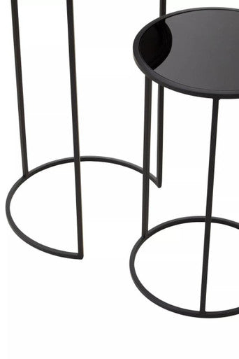 Set of Two Round Black Plant Stands | Avento