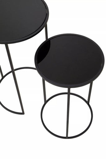 Set of Two Round Black Plant Stands | Avento