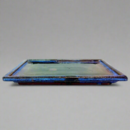 30cm Glazed Bonsai Pot Drip Tray | Rectangle | Blue