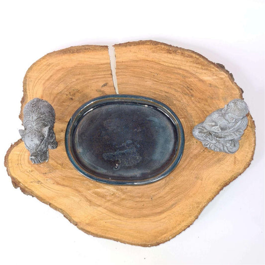 31cm Glazed Drip Tray | Oval | Blue