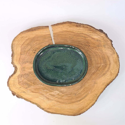 31cm Glazed Drip Tray | Oval | Dark Green