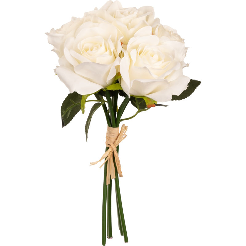 Fake White Roses: Bunch of 6