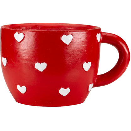 Teacup Planter with Heart Pattern