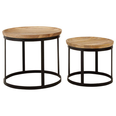 Boho Natural Mango Wood Set of 2 Nesting Tables