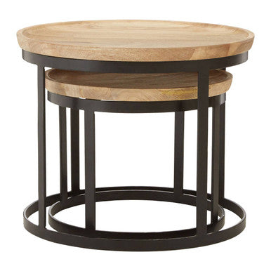 Boho Natural Mango Wood Set of 2 Nesting Tables