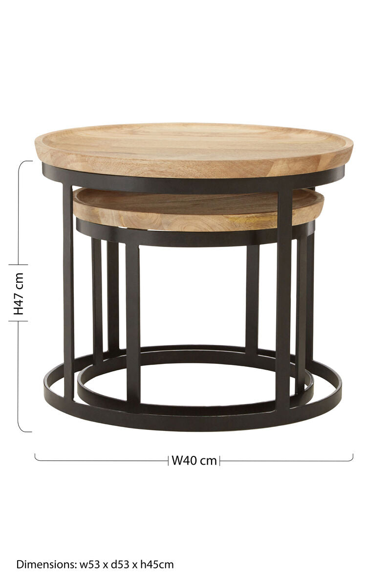 Boho Natural Mango Wood Set of 2 Nesting Tables