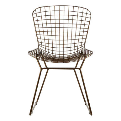 District Bronze Finish Metal Grid Frame Wire Chair