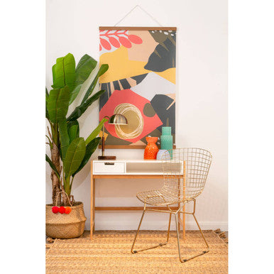 District Gold Finish Metal Grid Frame Wire Chair