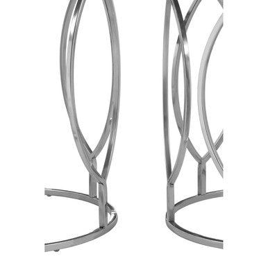 Agra Natural Mango Wood and Silver Finish Set of 2 Side Tables