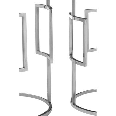 Agra Mango Wood and Silver Finish Set of 2 Side Tables