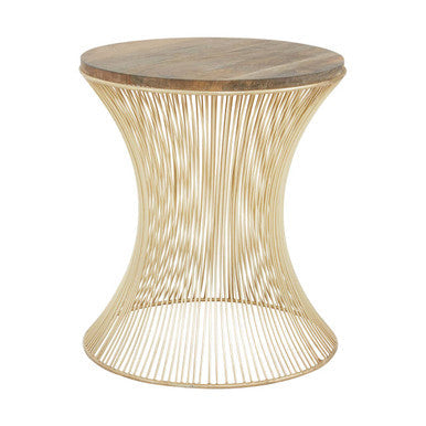 Templar Mango Wood and Gold Finish Side Table