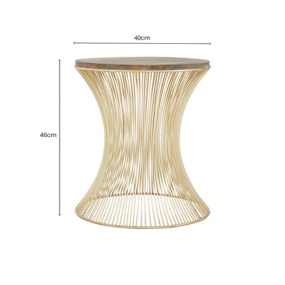 Templar Mango Wood and Gold Finish Side Table