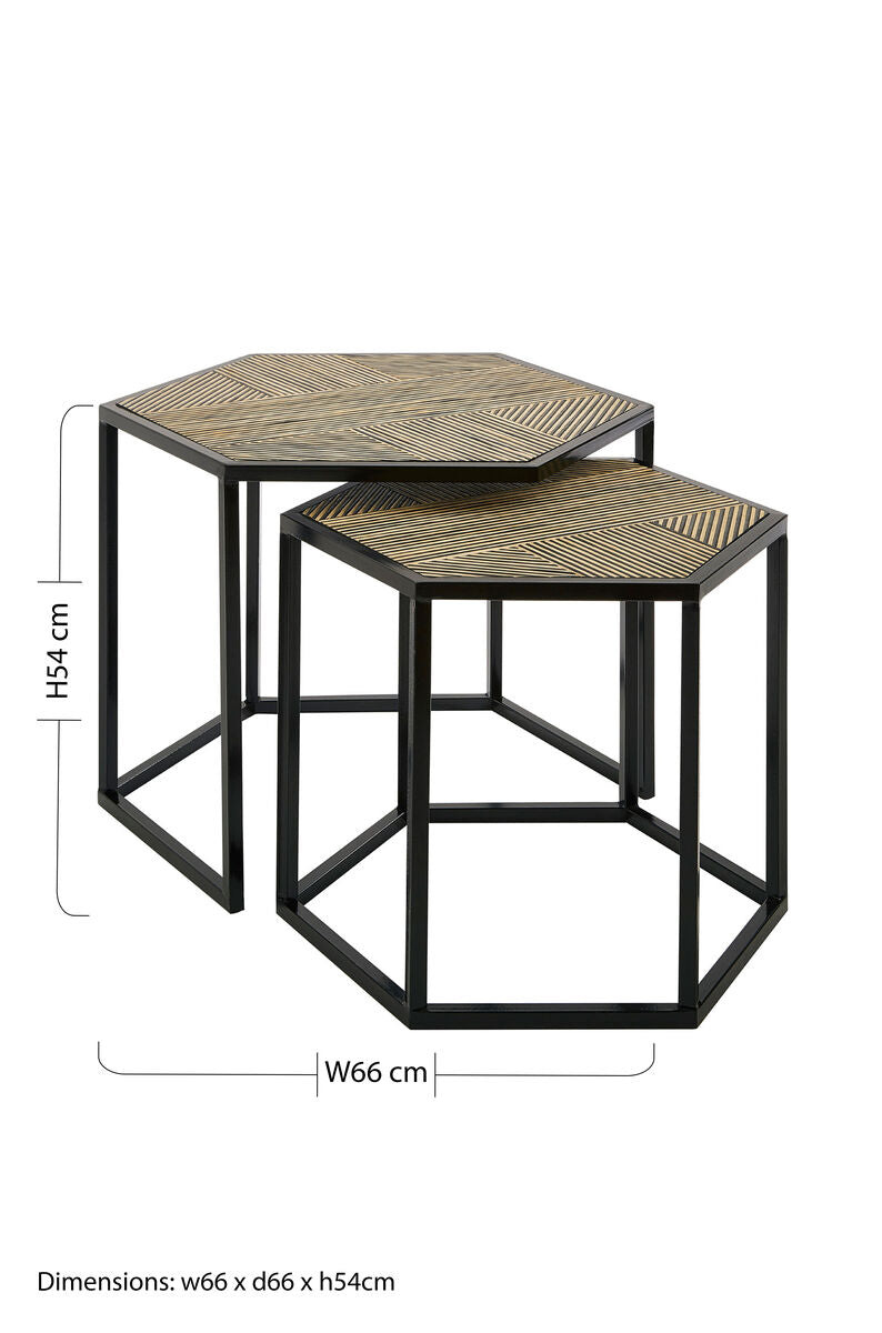 Babita Natural Bamboo Set of 2 Hexagonal Side Tables