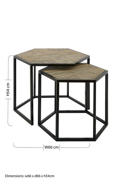 Babita Natural Bamboo Set of 2 Hexagonal Side Tables