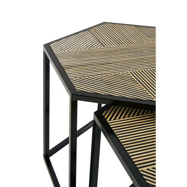Babita Natural Bamboo Set of 2 Hexagonal Side Tables