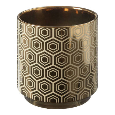 Small Gold and Cream Ceramic  Planter | Hexa