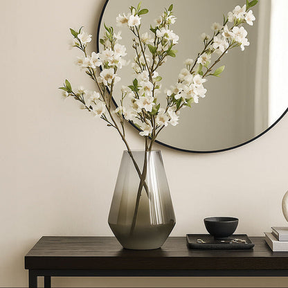 Alexa Grey Ombre Finish Glass Small Vase with Tapered Design