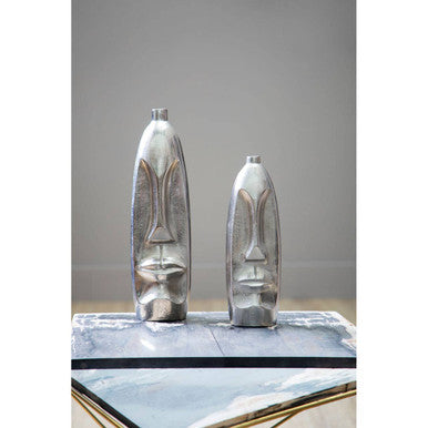Small Silver Face Tall Vase | Viso