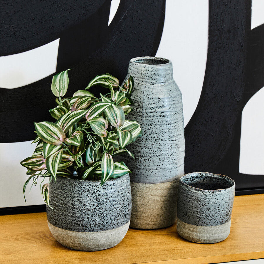Grey Speckled Bottled Vase | Caldera