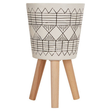 White and Black Small Planter | Darnell