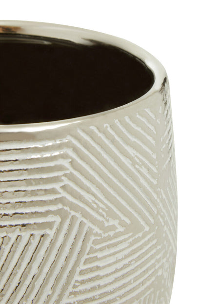 Small White Silver Ceramic Planter | Honna