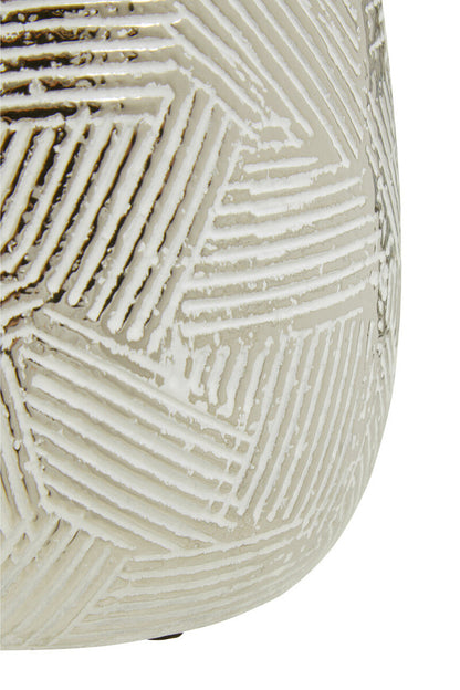 Small White Silver Ceramic Planter | Honna