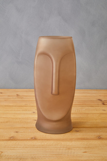 Smoked Grey Large Face Design Vase | Viso