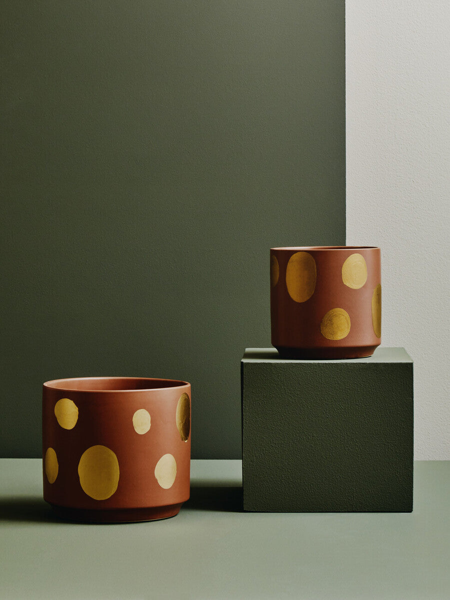 Small Terracotta Gold Spotted Planter | Yuri