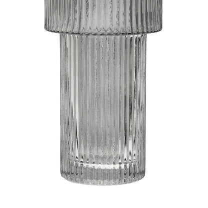 Large Ribbed Grey Glass Vase | Esma