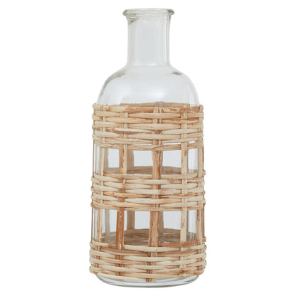 Natural Cane and Glass Small Vase | Kuta