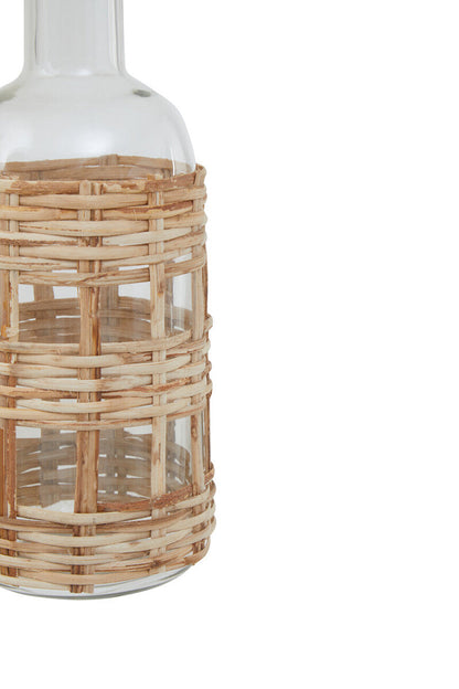 Natural Cane and Glass Small Vase | Kuta