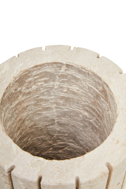 Travertine Ribbed Vase | Tibor