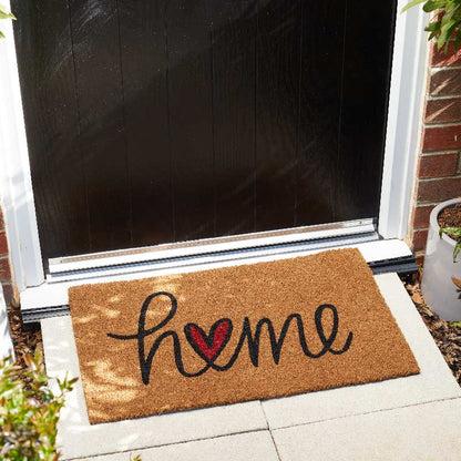 Home Is Where The Heart Is Door Mat for a font door