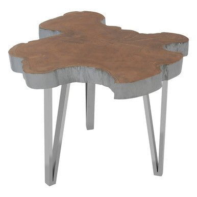 Surak Teak Wood Live Edge Side Table
