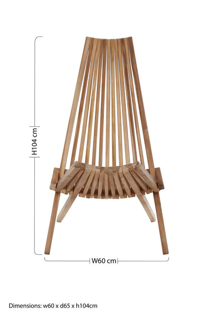 Manado Natural Teak Wood High Back Lounge Chair