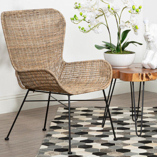 Manado Grey Wash Rattan Curved Chair