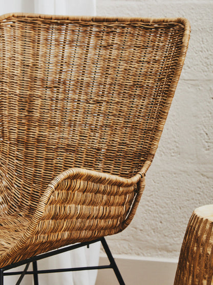 Manado Grey Wash Rattan Curved Chair