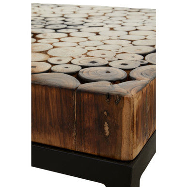 Malang Teak Wood Mosaic Set of 3 Nesting Tables