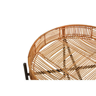 Batu Natural Rattan and Black Metal Set of 2 Side Tables