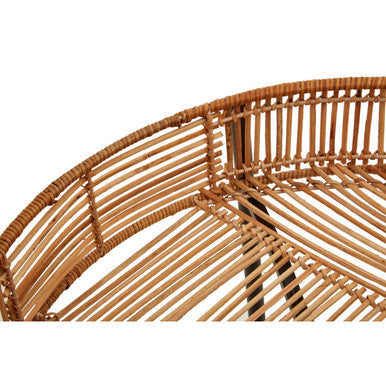 Batu Natural Rattan and Black Metal Set of 2 Side Tables