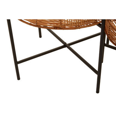 Batu Natural Rattan and Black Metal Set of 2 Side Tables