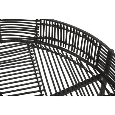 Batu Black Rattan and Metal Set of 2 Side Tables