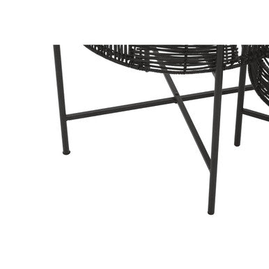 Batu Black Rattan and Metal Set of 2 Side Tables
